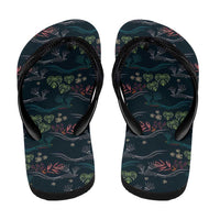 Guatemala Quetzal Bird Pattern Flip Flops Embroidery Effect