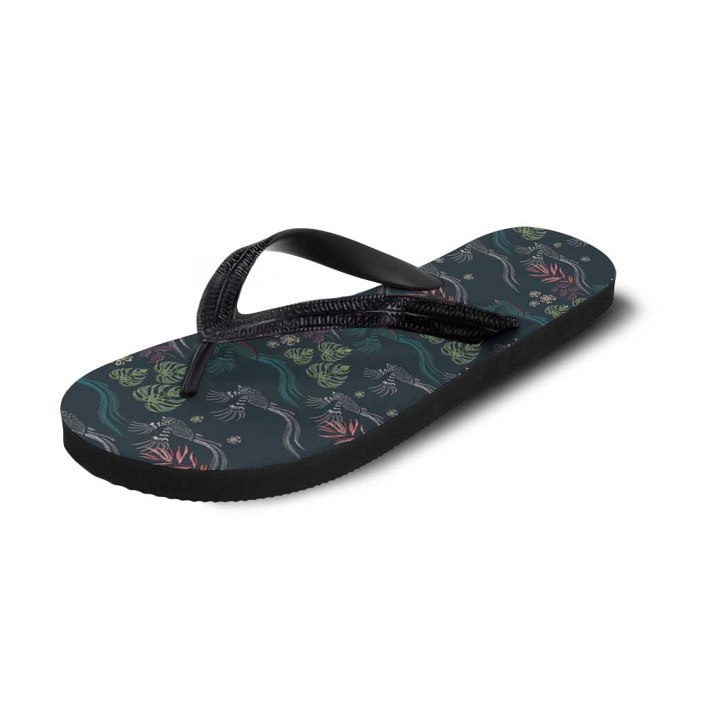 Guatemala Quetzal Bird Pattern Flip Flops Embroidery Effect