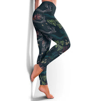Guatemala Quetzal Bird Pattern Leggings Embroidery Effect