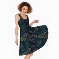 Guatemala Quetzal Bird Pattern Midi Dress Embroidery Effect