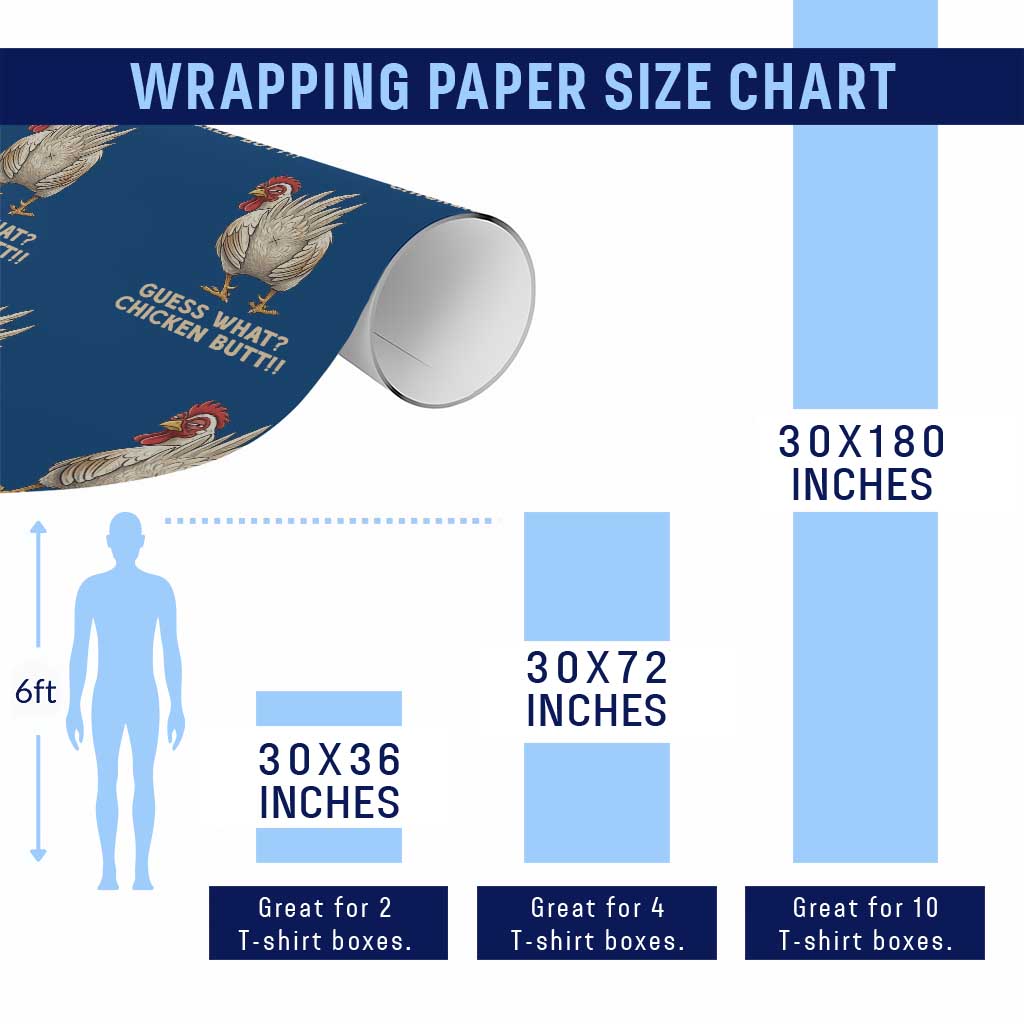 Guess What Chicken Butt Joke Wrapping Paper Roll Funny Chicken Lover Graphic
