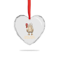 Guess What Chicken Butt Joke Heart Crystal Glass Ornament Funny Chicken Lover Graphic