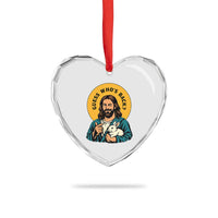 Guess Who is Back Funny Christian Easter Heart Crystal Glass Ornament Winking Jesus with Lamb Cute Resurrection Humor Gift