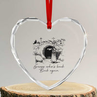 Guess Who's Back Back Again Heart Crystal Glass Ornament Funny Easter Jesus Christian