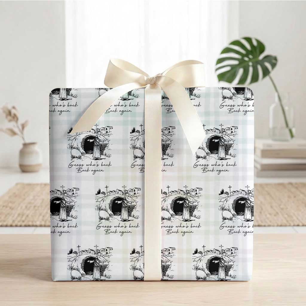 Guess Who's Back Back Again Wrapping Paper Roll Funny Easter Jesus Christian