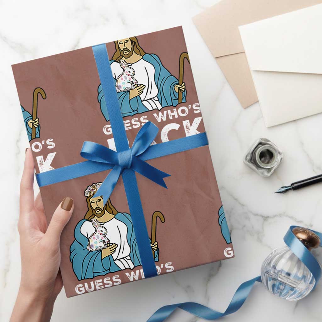 Guess Whos Back Wrapping Paper Roll Funny Religious Jesus Back Cute Bunny - Wonder Print Shop