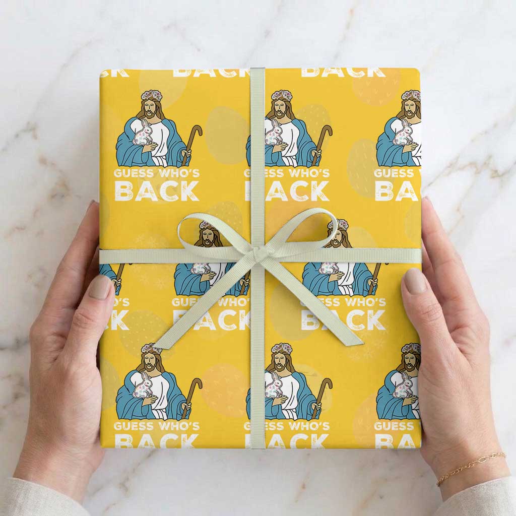 Guess Whos Back Wrapping Paper Roll Funny Religious Jesus Back Cute Bunny