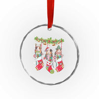 Guinea Pig In Xmas Socks Cute Santa Hat Crystal Glass Ornament TS09