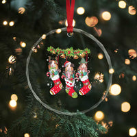 Guinea Pig In Xmas Socks Cute Santa Hat Crystal Glass Ornament TS09
