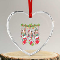 Guinea Pig In Xmas Socks Cute Santa Hat Heart Crystal Glass Ornament - Wonder Print Shop