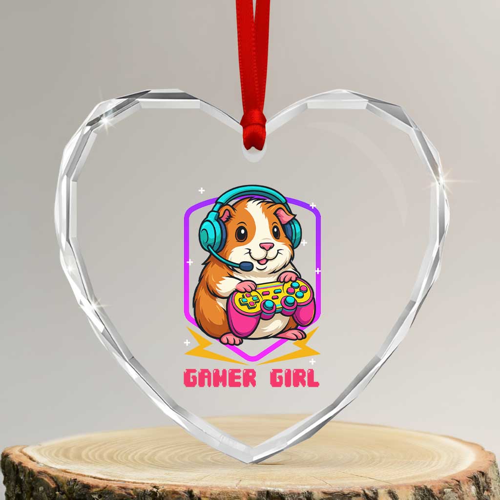 Guinea Pig Video Game Rodent Lover Heart Crystal Glass Ornament Funny Gamers Girl Gift - Wonder Print Shop