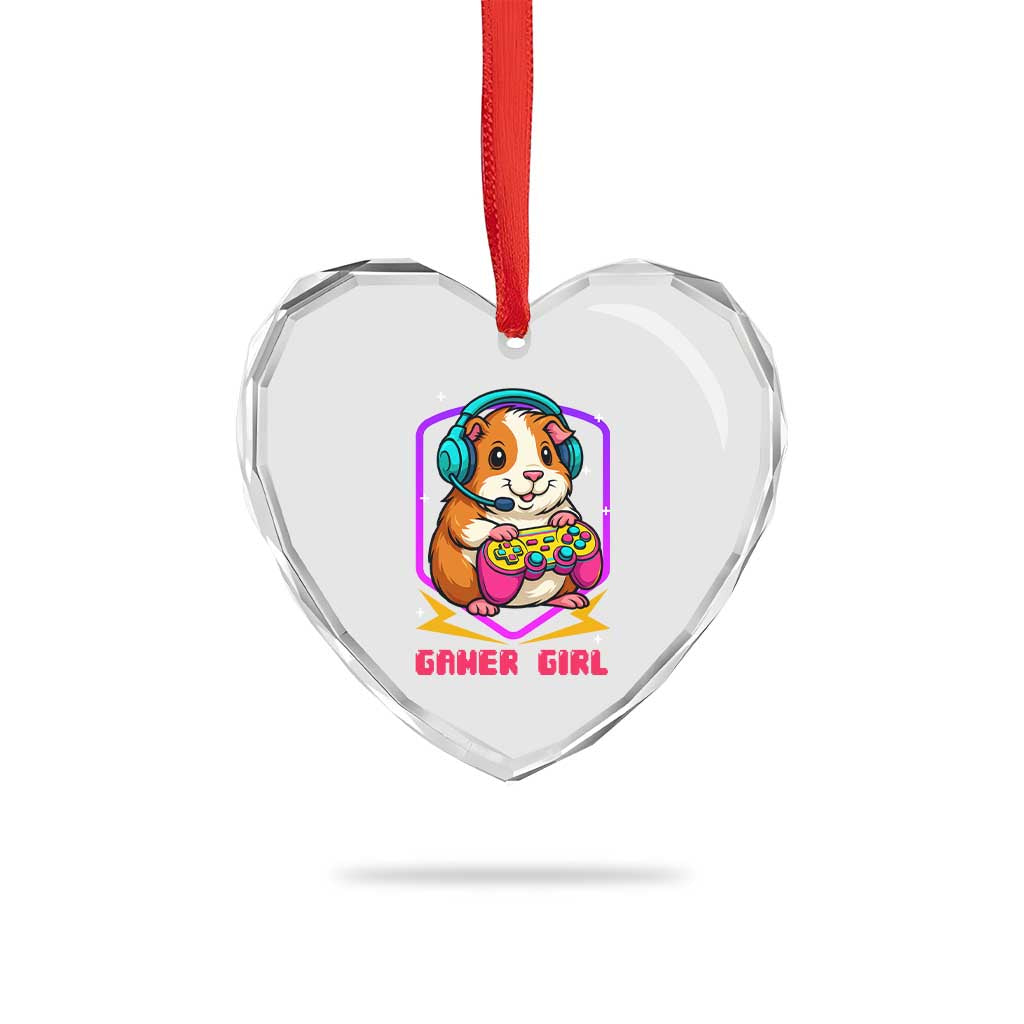 Guinea Pig Video Game Rodent Lover Heart Crystal Glass Ornament Funny Gamers Girl Gift - Wonder Print Shop