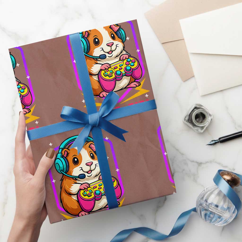 Guinea Pig Video Game Rodent Lover Wrapping Paper Roll Funny Gamers Girl Gift - Wonder Print Shop