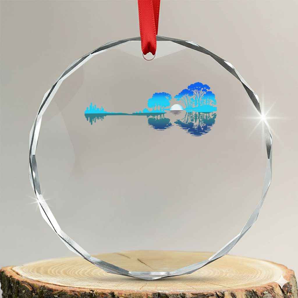 Guitar Lake Crystal Glass Ornament Retro Tree Shadow Acoustic Guitarist Musician - Wonder Print Shop