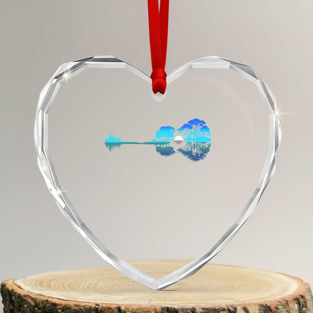 Guitar Lake Heart Crystal Glass Ornament Retro Tree Shadow Acoustic Guitarist Musician - Wonder Print Shop