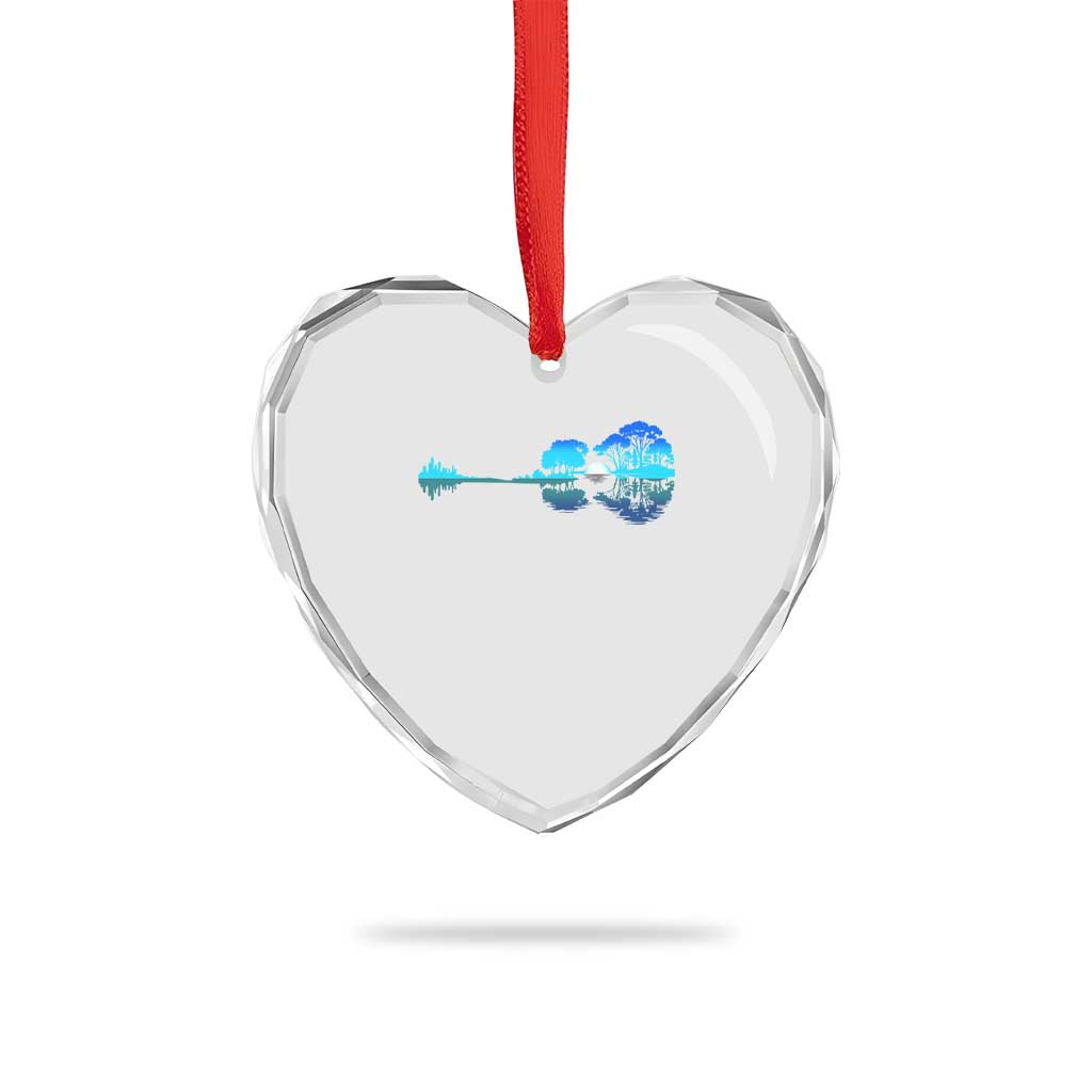 Guitar Lake Heart Crystal Glass Ornament Retro Tree Shadow Acoustic Guitarist Musician - Wonder Print Shop