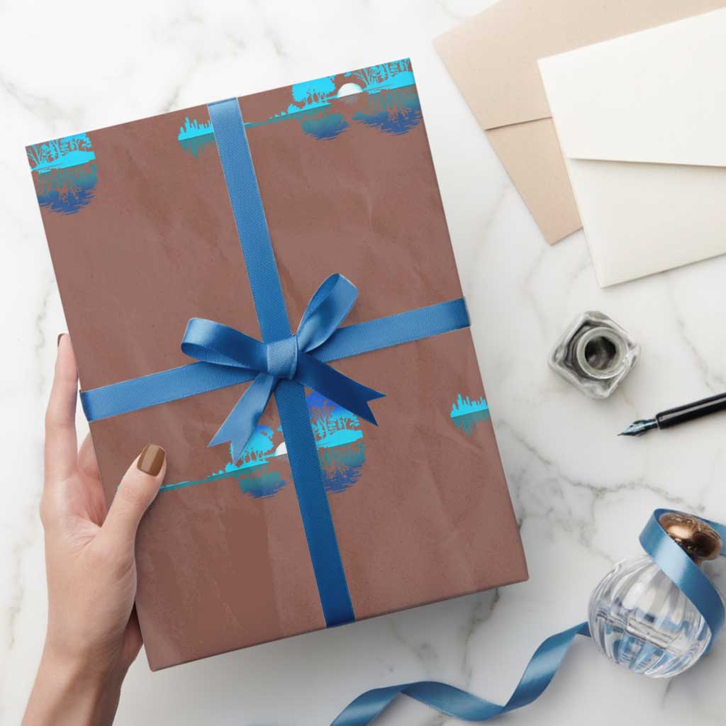 Guitar Lake Wrapping Paper Roll Retro Tree Shadow Acoustic Guitarist Musician - Wonder Print Shop