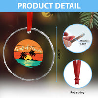 Gulf Of Mexico Crystal Glass Ornament Forever Beach Palms Summer Vacation - Wonder Print Shop