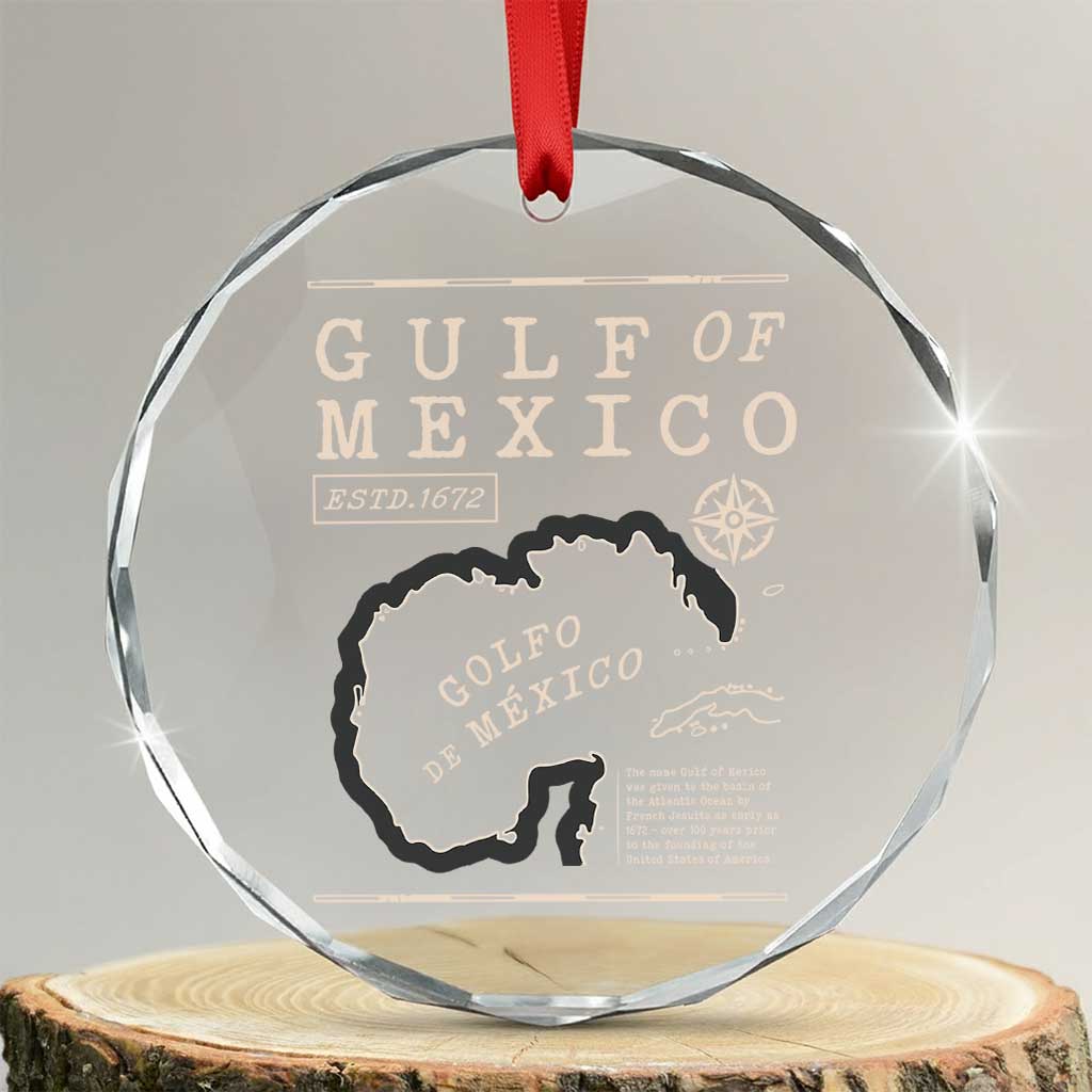 Gulf of Mexico Crystal Glass Ornament Golfo De Mexico Historic Map 1672 - Wonder Print Shop