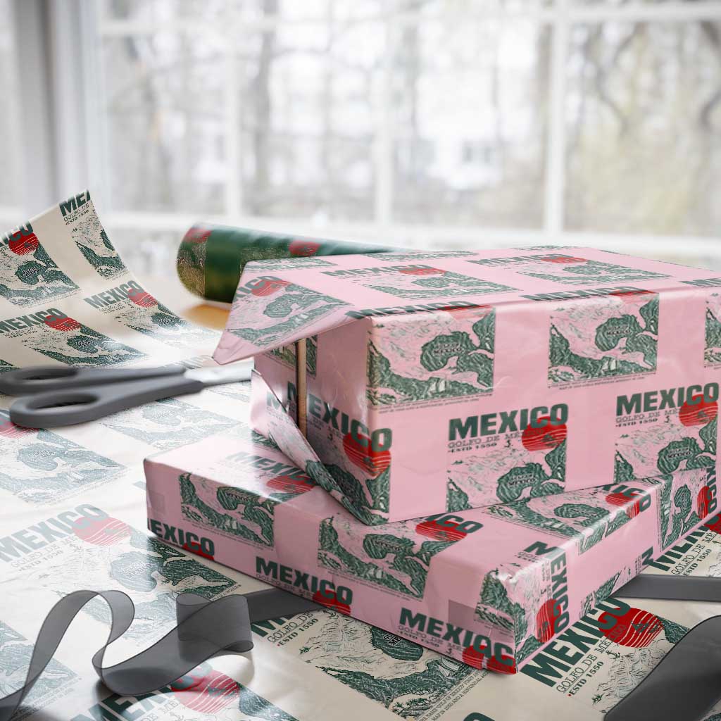 Gulf of Mexico Estd 1550 Wrapping Paper Roll Golfo De Mexico Historic Map Retro Graphic - Wonder Print Shop