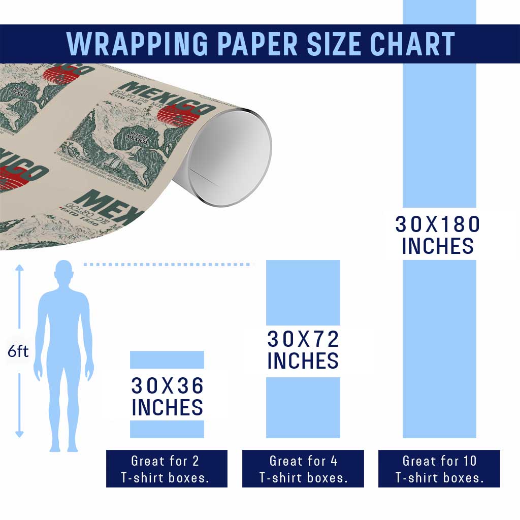 Gulf of Mexico Estd 1550 Wrapping Paper Roll Golfo De Mexico Historic Map Retro Graphic - Wonder Print Shop