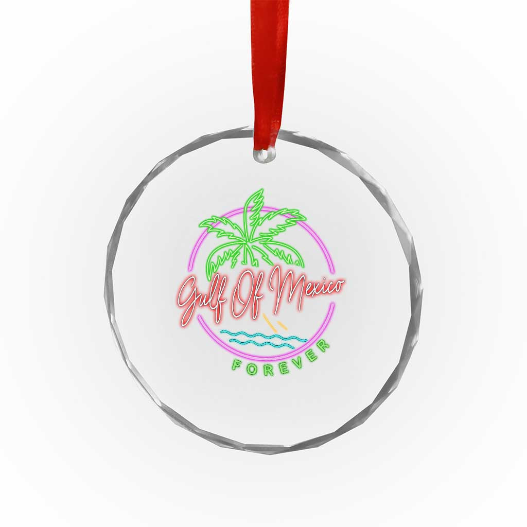 Gulf Of Mexico Forever Crystal Glass Ornament Beach Coconut Palm Tree Neon Light - Wonder Print Shop