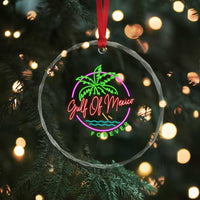 Gulf Of Mexico Forever Crystal Glass Ornament Beach Coconut Palm Tree Neon Light - Wonder Print Shop