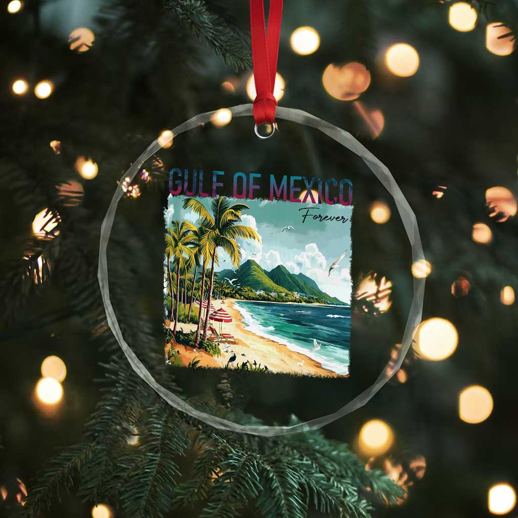 Gulf of Mexico Forever Crystal Glass Ornament Retro Beach - Wonder Print Shop