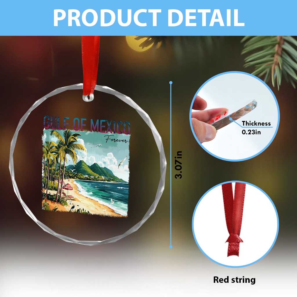 Gulf of Mexico Forever Crystal Glass Ornament Retro Beach - Wonder Print Shop