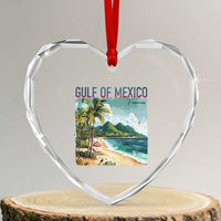 Gulf of Mexico Forever Heart Crystal Glass Ornament Retro Beach - Wonder Print Shop