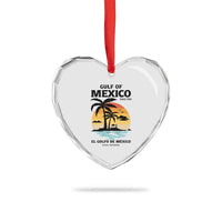 Gulf of Mexico Forever Since 1550 Heart Crystal Glass Ornament Golfo De Mexico Para Siempre Retro Beach - Wonder Print Shop