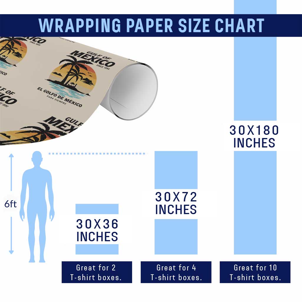 Gulf of Mexico Forever Since 1550 Wrapping Paper Roll Golfo De Mexico Para Siempre Retro Beach - Wonder Print Shop