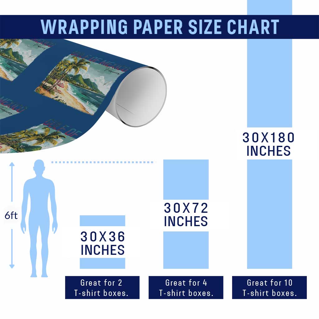 Gulf of Mexico Forever Wrapping Paper Roll Retro Beach - Wonder Print Shop