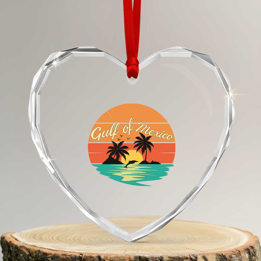 Gulf Of Mexico Heart Crystal Glass Ornament Forever Beach Palms Summer Vacation - Wonder Print Shop