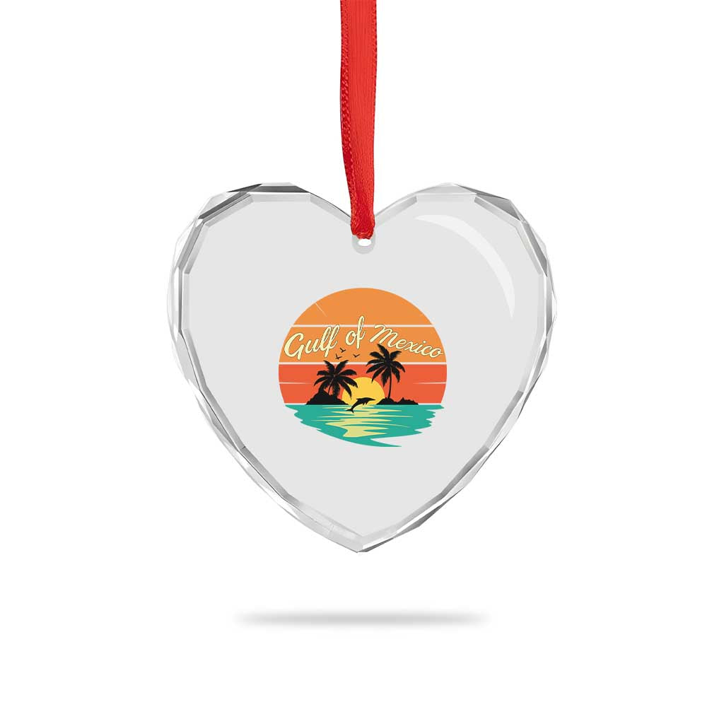 Gulf Of Mexico Heart Crystal Glass Ornament Forever Beach Palms Summer Vacation - Wonder Print Shop