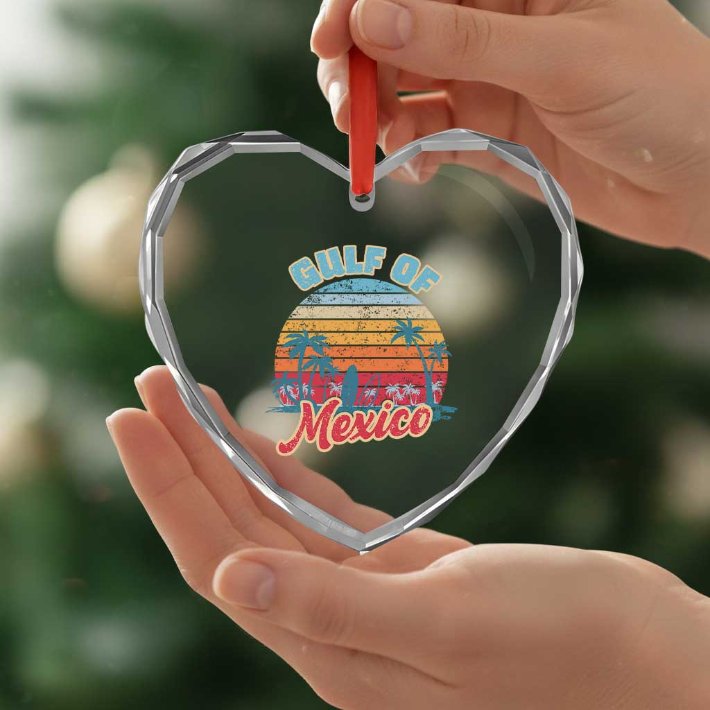 Gulf of Mexico Heart Crystal Glass Ornament Retro Vintage Beach - Wonder Print Shop