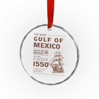 Gulf of Mexico Name Origin 1550 Crystal Glass Ornament Sailing Ship Retro Vintage - Wonder Print Shop
