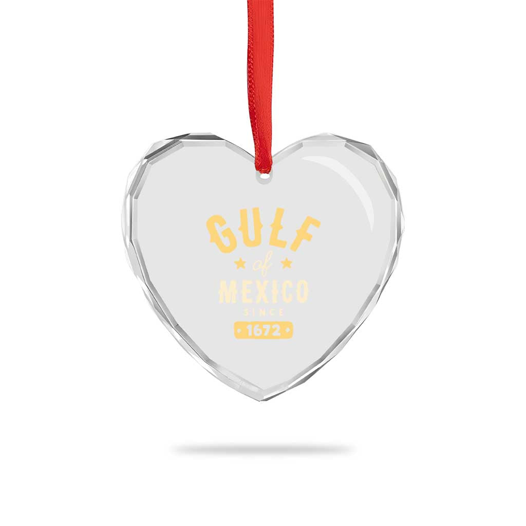 Gulf of Mexico Since 1672 Heart Crystal Glass Ornament Golfo de Mexico Classic Vintage - Wonder Print Shop