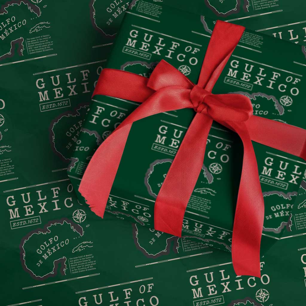 Gulf of Mexico Wrapping Paper Roll Golfo De Mexico Historic Map 1672 - Wonder Print Shop