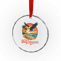 Gulf of USA 2025 Bald Eagle Crystal Glass Ornament Vintage Patriotic Beach Sunset 4th Of July TS02