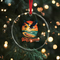 Gulf of USA 2025 Bald Eagle Crystal Glass Ornament Vintage Patriotic Beach Sunset 4th Of July TS02
