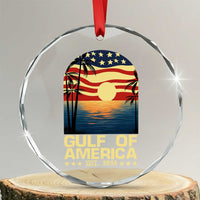 Gulf Of USA Crystal Glass Ornament Est 2025 American Flag Retro - Wonder Print Shop