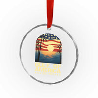 Gulf Of USA Crystal Glass Ornament Est 2025 American Flag Retro - Wonder Print Shop