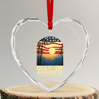 Gulf Of USA Heart Crystal Glass Ornament Est 2025 American Flag Retro - Wonder Print Shop