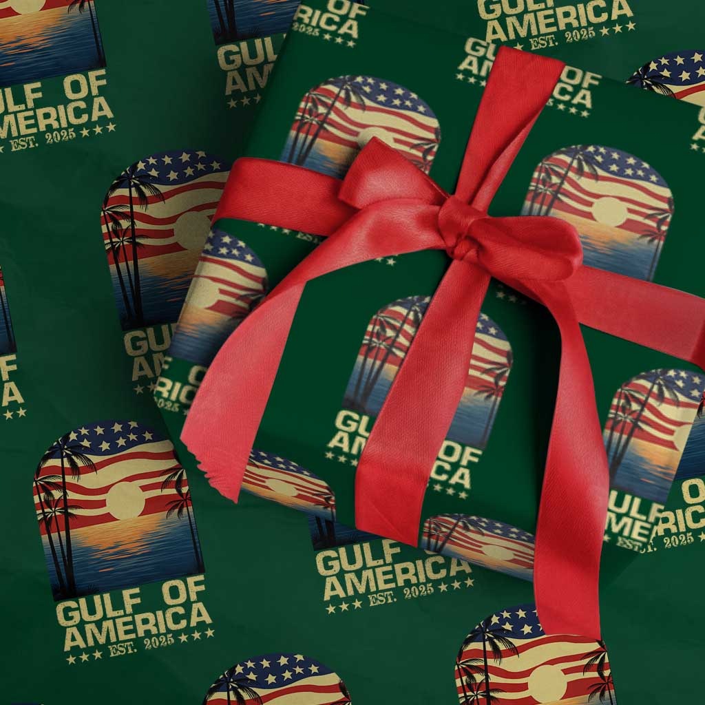 Gulf Of USA Wrapping Paper Roll Est 2025 American Flag Retro - Wonder Print Shop