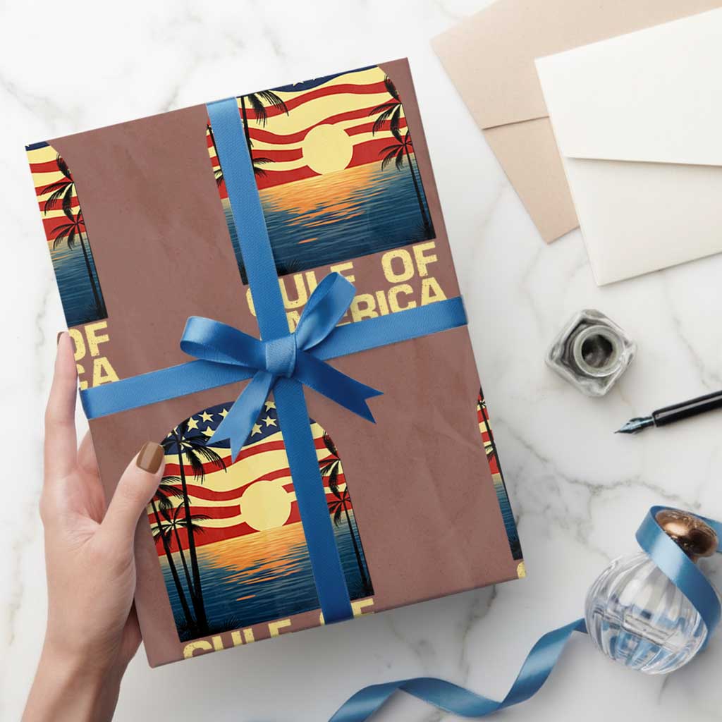 Gulf Of USA Wrapping Paper Roll Est 2025 American Flag Retro - Wonder Print Shop