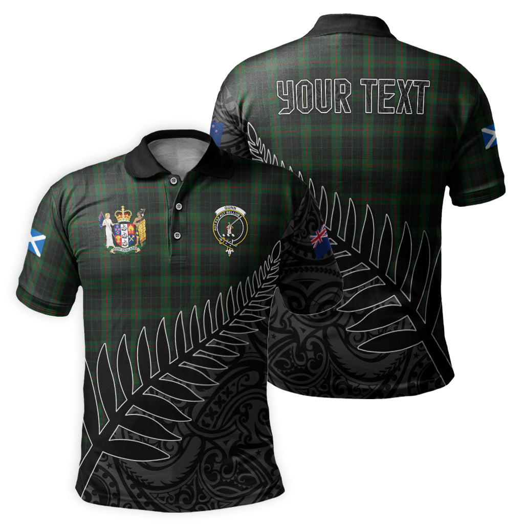 gunn-logan-tartan-family-crest-golf-shirt-with-fern-leaves-and-coat-of-arm-of-new-zealand-personalized-your-name-scottish-tatan-polo-shirt