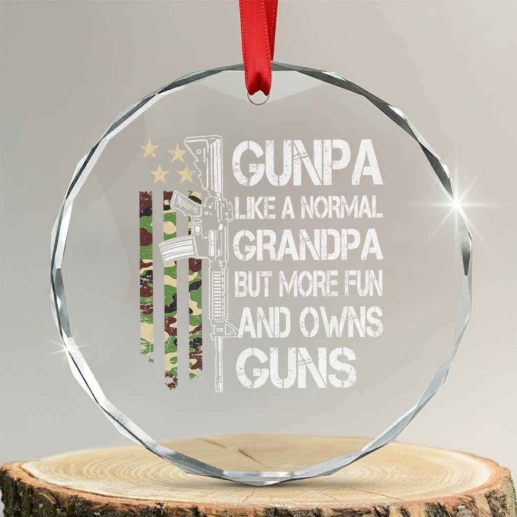 Gunpa Crystal Glass Ornament Guns Grandpa More Fun Camo American Flag USA Camouflage - Wonder Print Shop