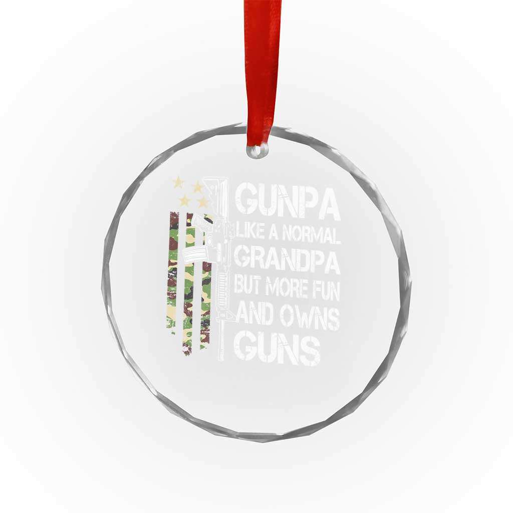 Gunpa Crystal Glass Ornament Guns Grandpa More Fun Camo American Flag USA Camouflage - Wonder Print Shop