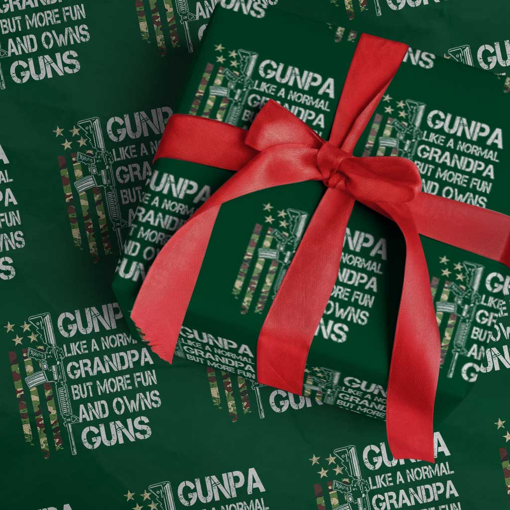 Gunpa Wrapping Paper Roll Guns Grandpa More Fun Camo American Flag USA Camouflage - Wonder Print Shop